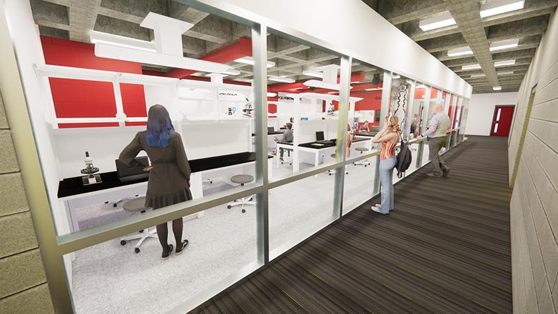 Mercer Xlab rendering of project area, viewed from outside lab